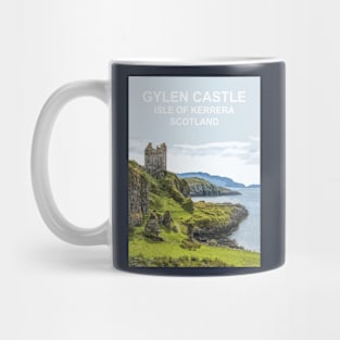 Gylen Castle, Isle of Kerrera Scotland. Scottish gift. Travel poster Mug